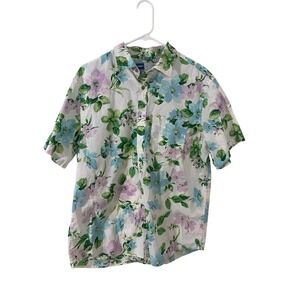 Old Navy Everyday Shirt Floral Watercolor Hawaiian Preppy Men's Large Resort